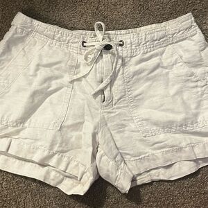 GAP Women's White Linen Pull-On Shorts Size 0 Casual Summer drawString Waist